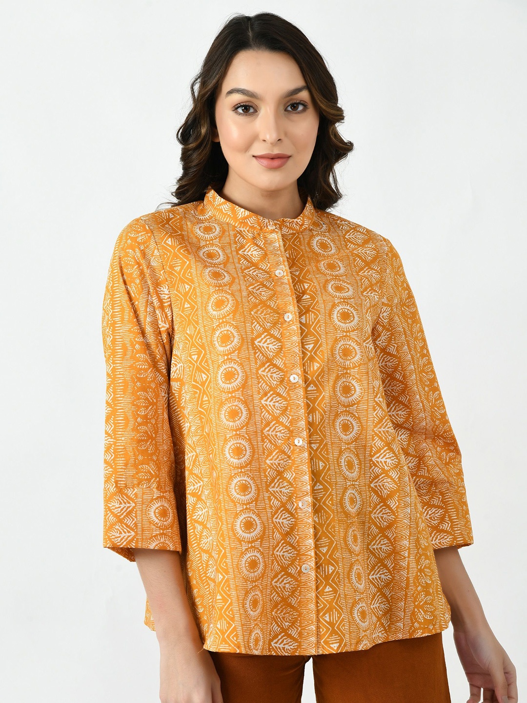 

Sini Lifestyle Geometric Print Top, Mustard