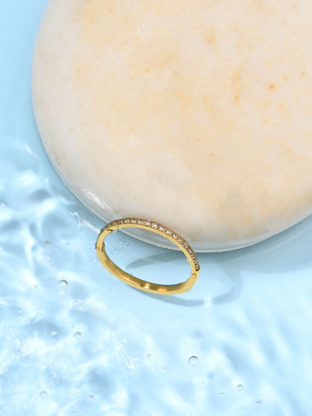 

Accessorize Gold-Plated CZ Studded Stainless Steel Finger Ring