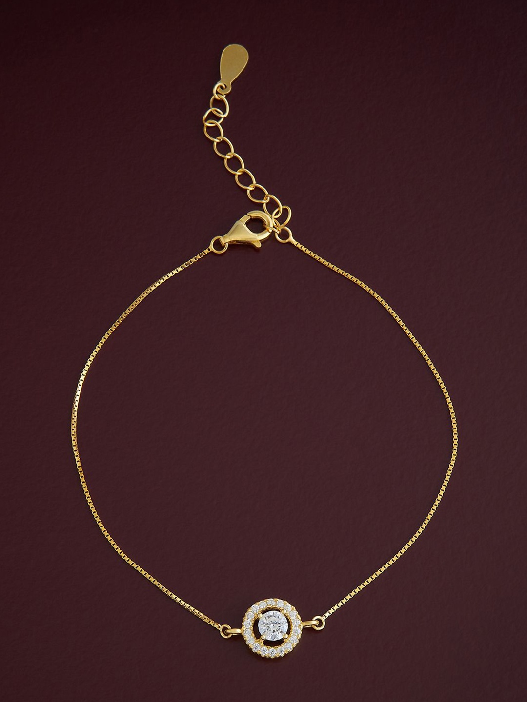 

Kushal's Fashion Jewellery 92.5 Pure Silver Gold-Plated Cubic Zirconia Wraparound Bracelet