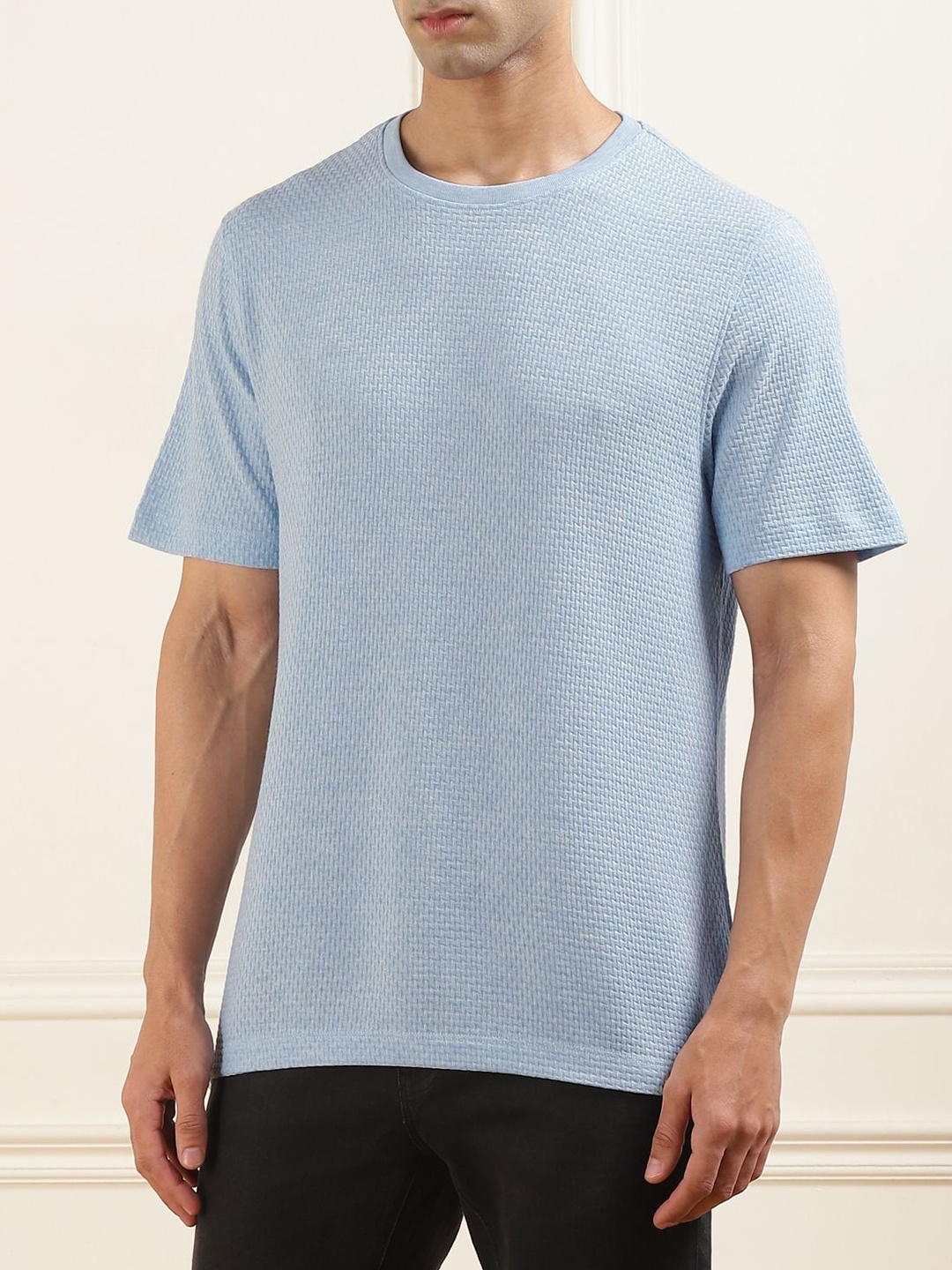

Ted Baker Men Solid Round Neck Cotton Slim Fit T-shirt, Blue