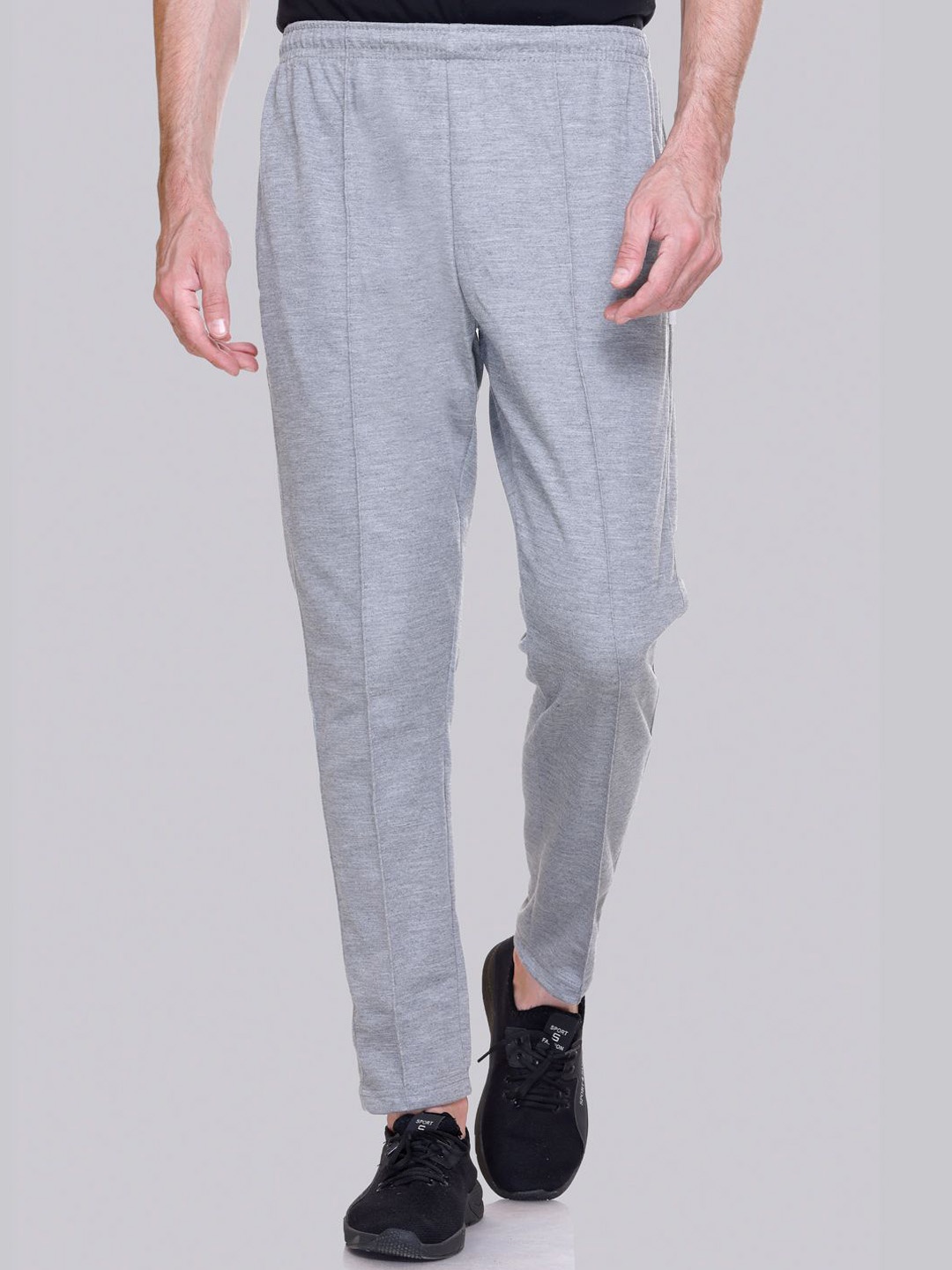 

ELPIDA Men Solid Cotton Track Pants, Grey