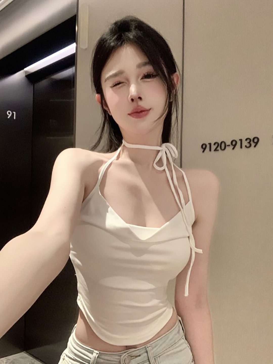 

StyleCast x Revolte Women Solid Shoulder Straps Top, Cream