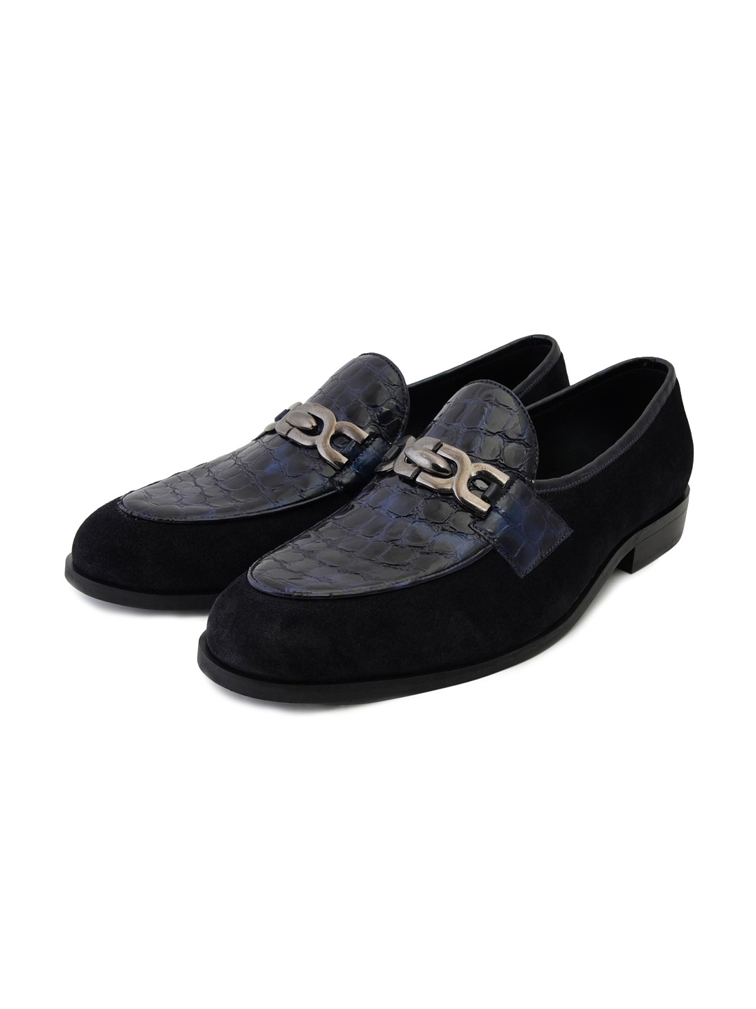 

LOVEY Men Leather Penny Loafers, Navy blue