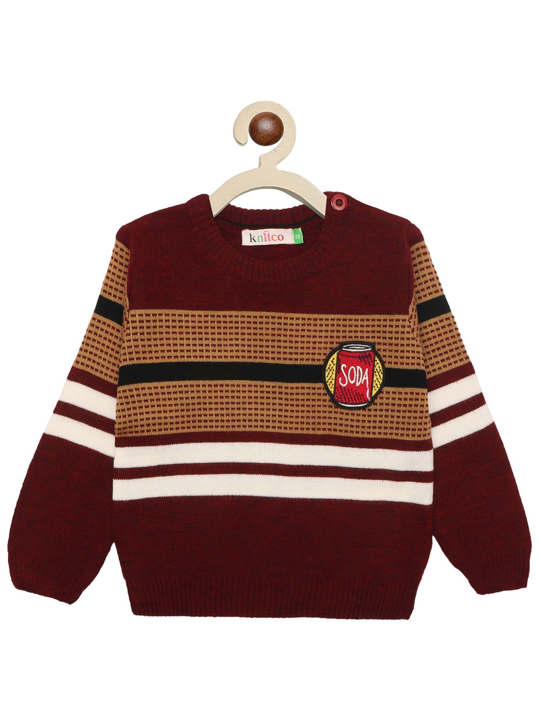 

KNITCO Unisex Kids Striped Pullover, Maroon