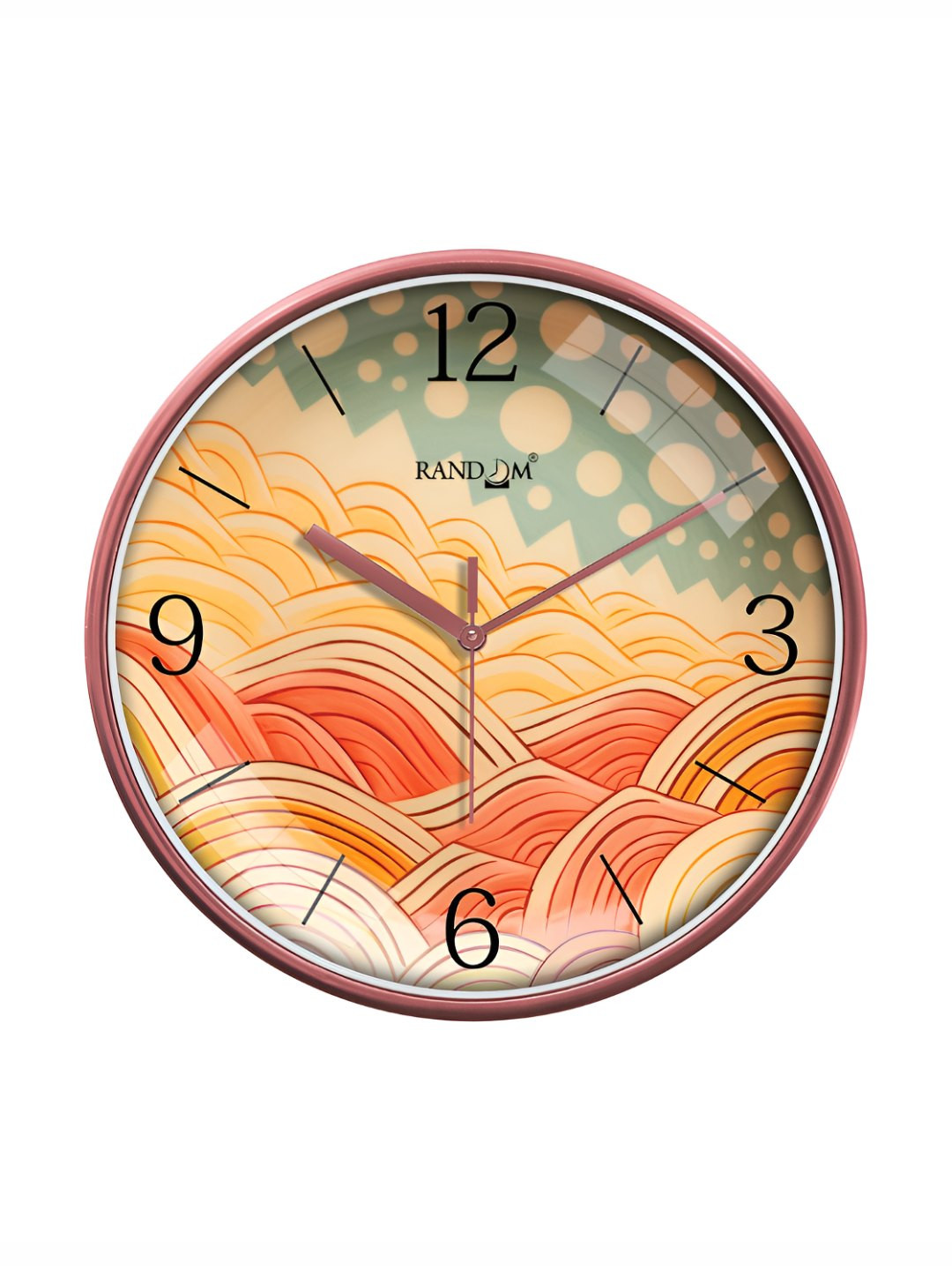 

RANDOM Printed Round Shaped Sweep Silent Movement Contemporary Wall Clock, Orange