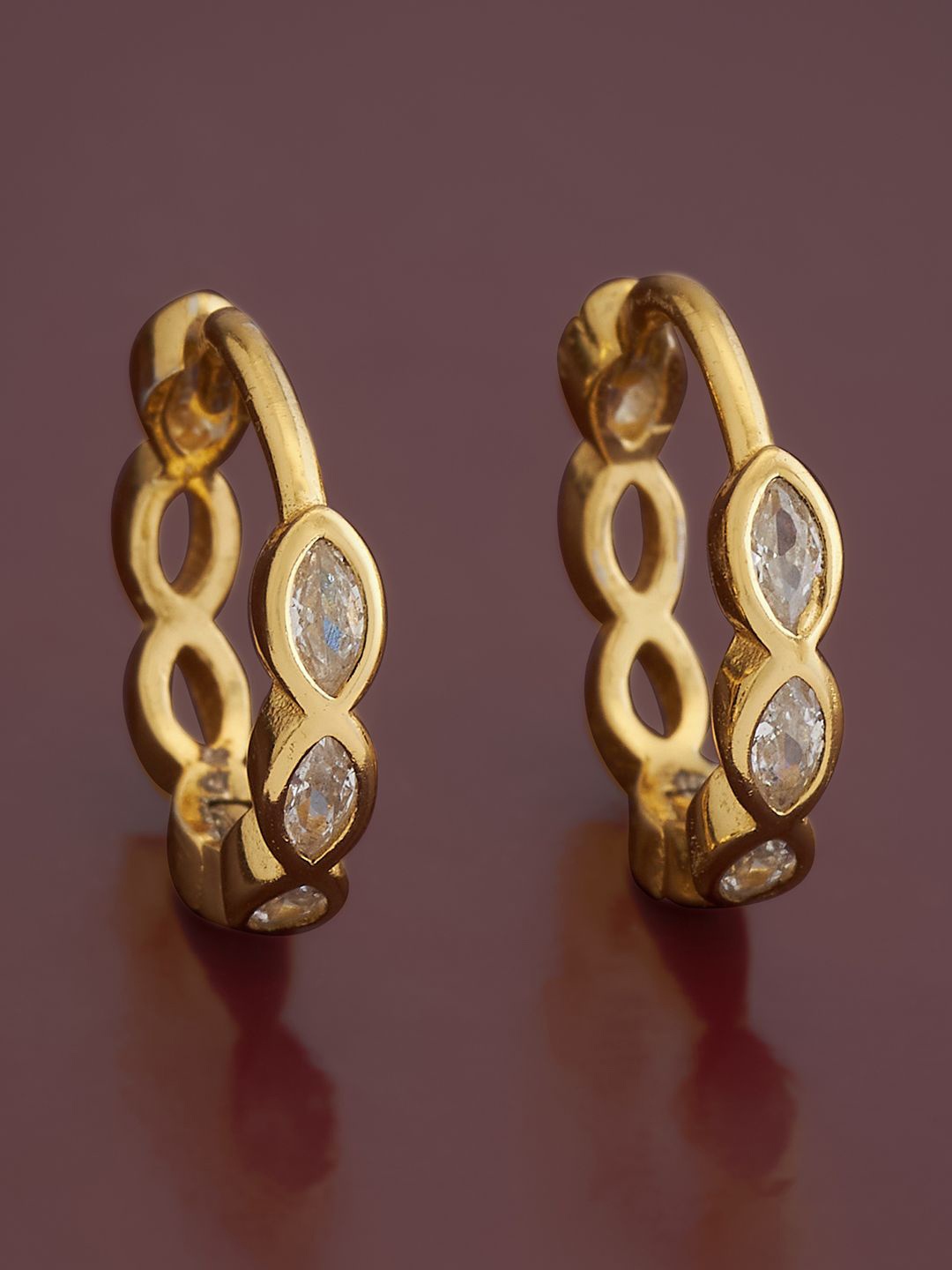 

Kushal's Fashion Jewellery 92.5 Pure Silver Gold-Plated CZ Studded Circular Hoop Earrings