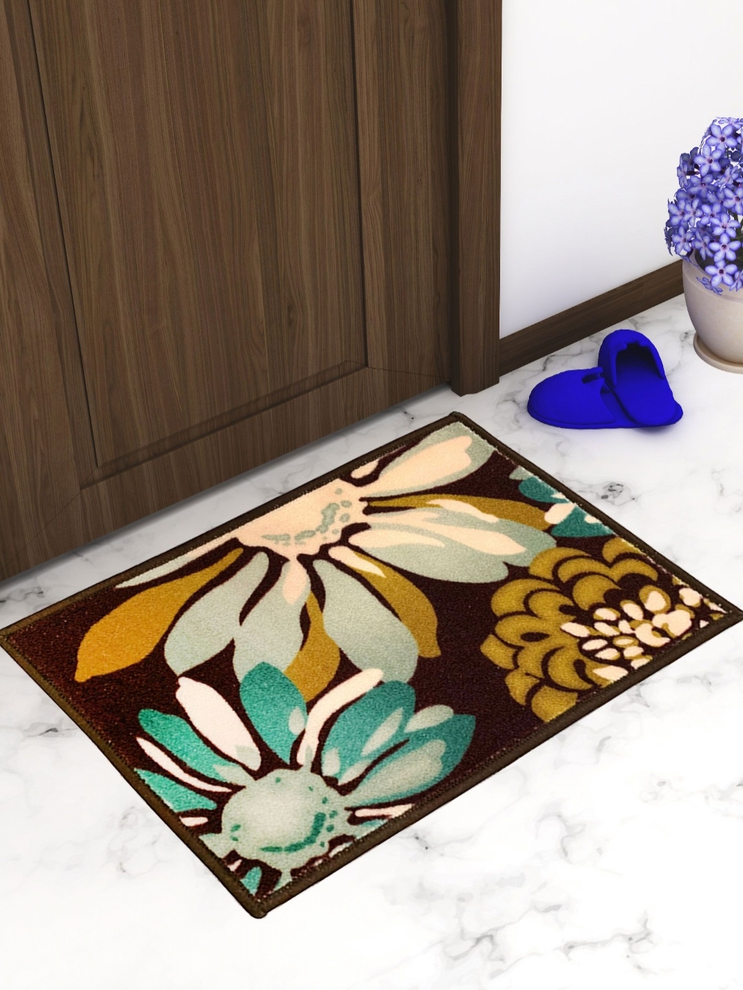 

Aura 3 Pcs Black & Maroon Printed Anti Skid Doormats