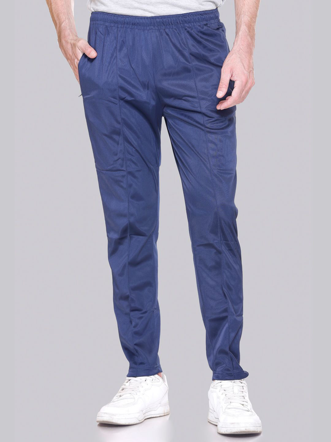 

ELPIDA Men Cotton Side Pockets Track Pants, Navy blue