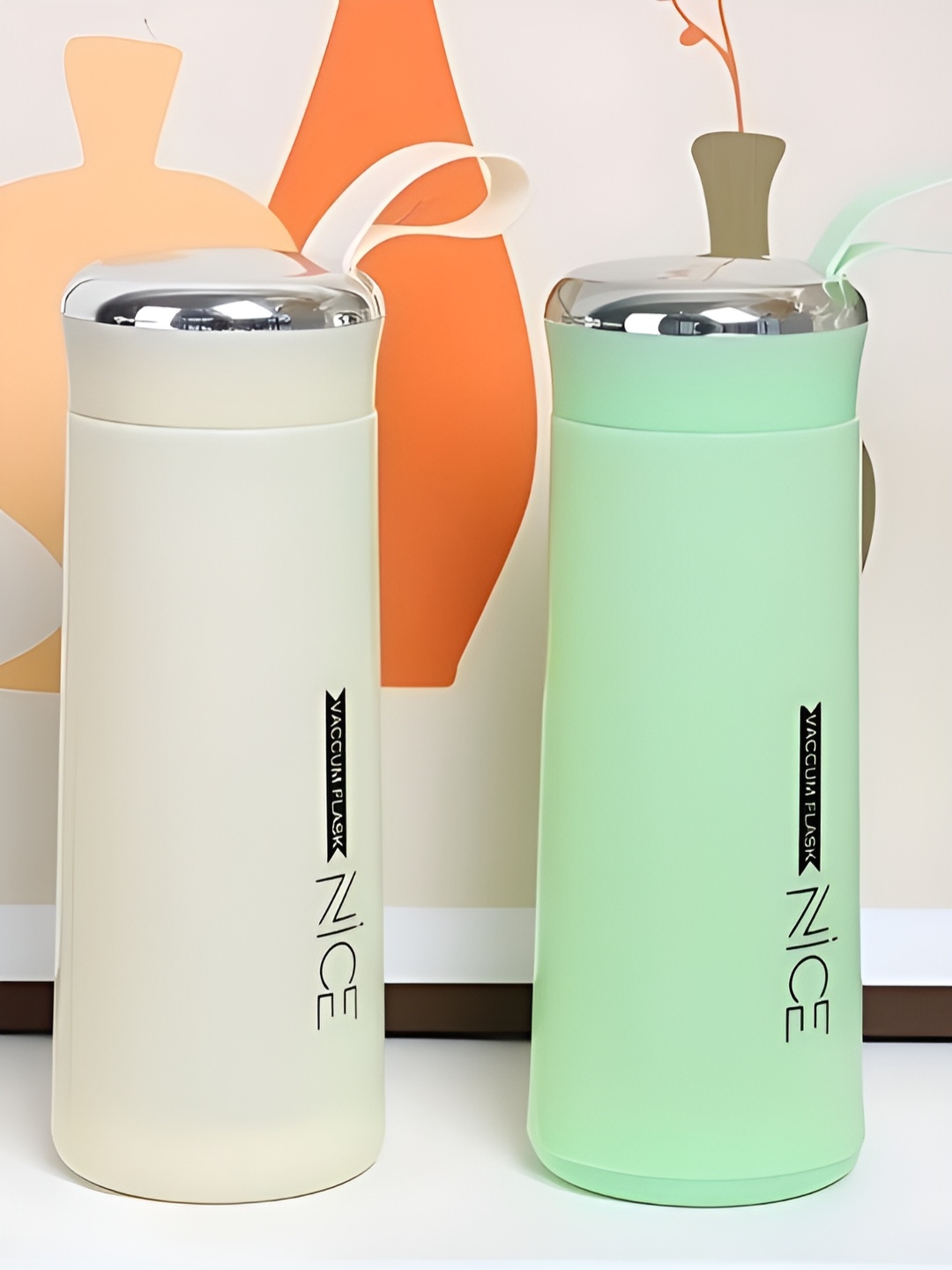 

WELOUR White & Green 2 Pieces Glass Water Bottle 450ml