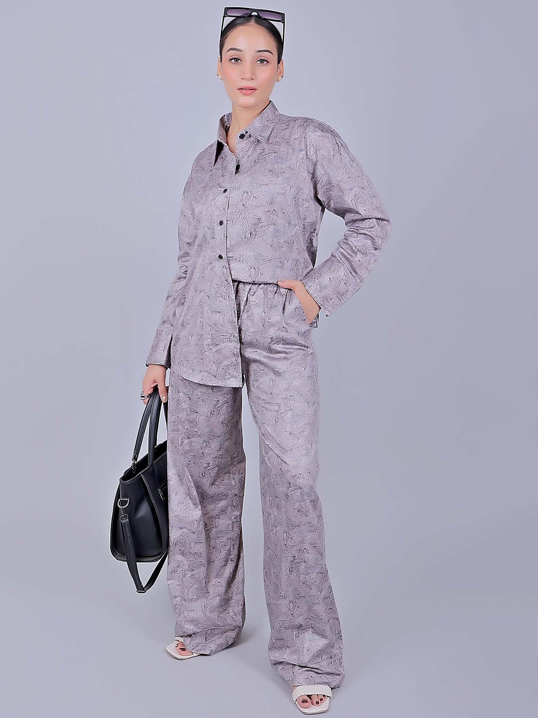 

BLUEBIRD Floral Printed Shirt With Trousers, Purple