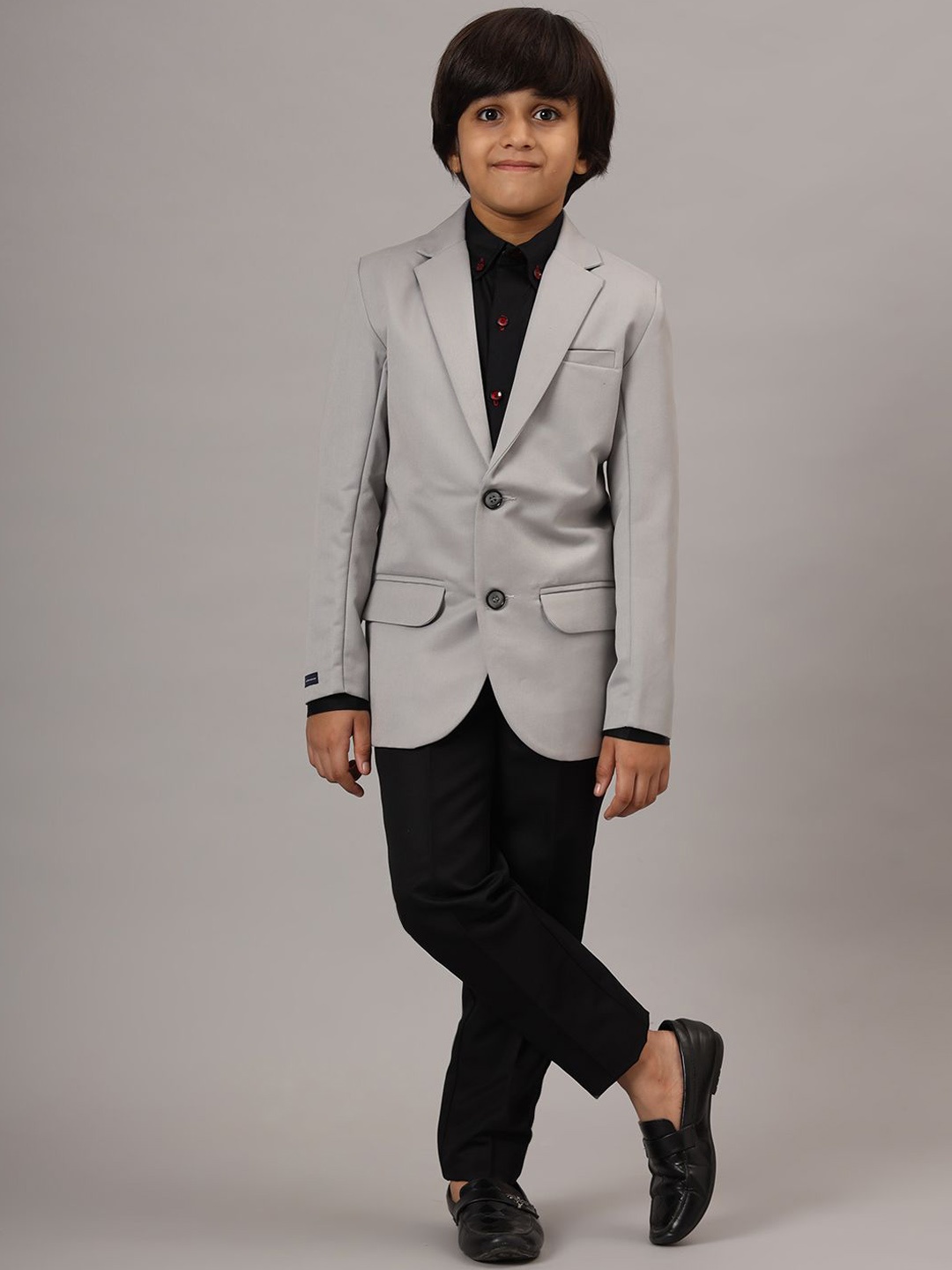 

TAHVO Boys Single-Breasted Two-Piece Party Suit, Grey