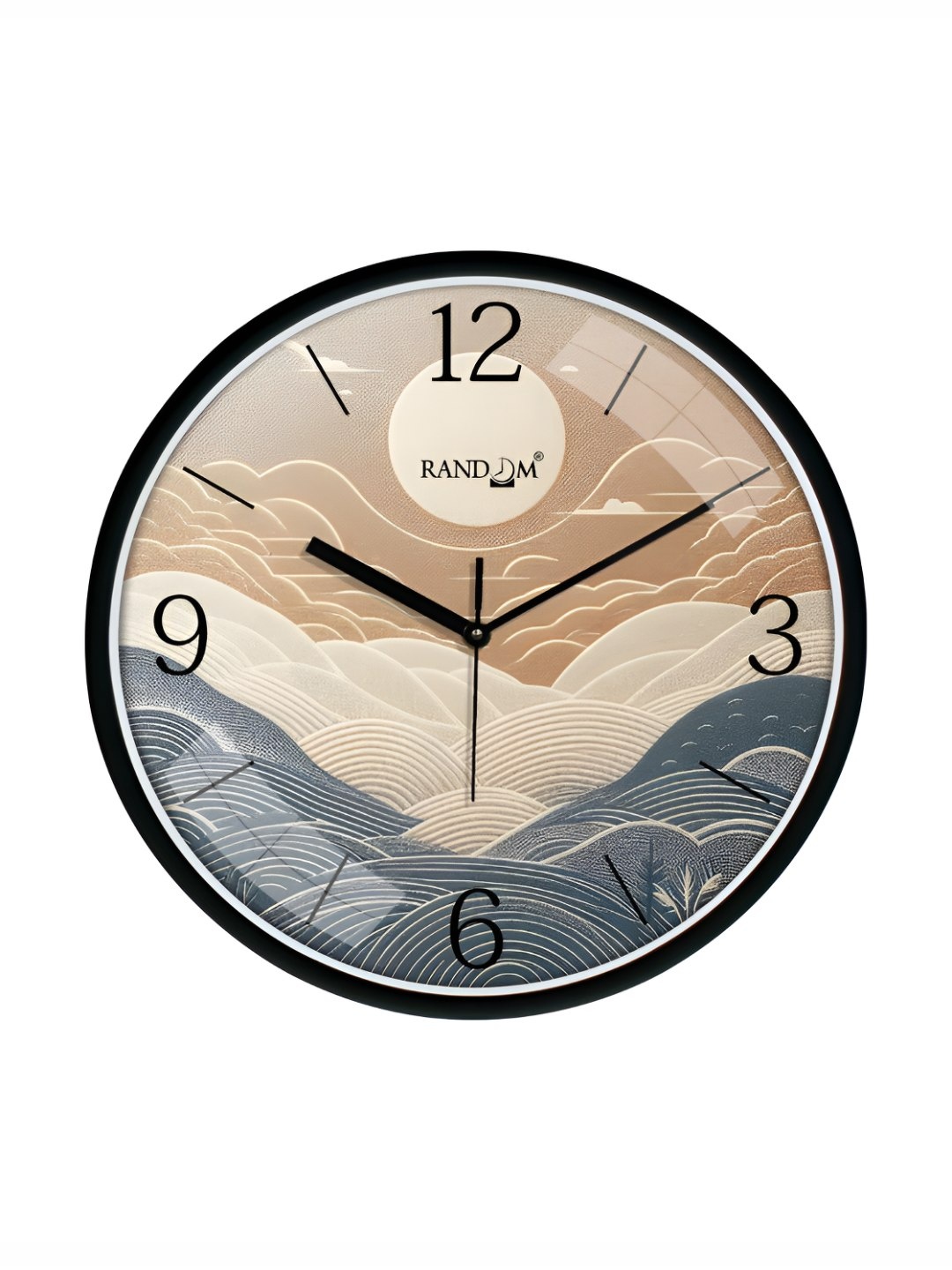 

RANDOM Printed Round Shaped Sweep Silent Movement Contemporary Wall Clock, Beige