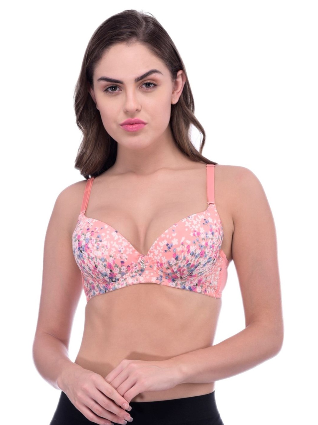 

Poftik Women Medium Coverage Lightly Padded Plunge Bra, Pink