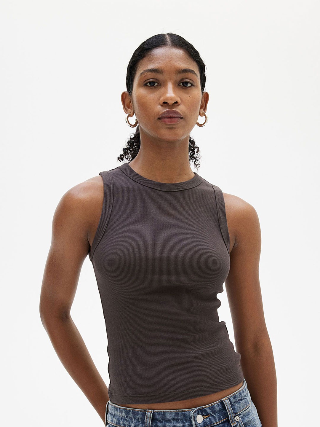 

H&M Ribbed Vest Top, Grey