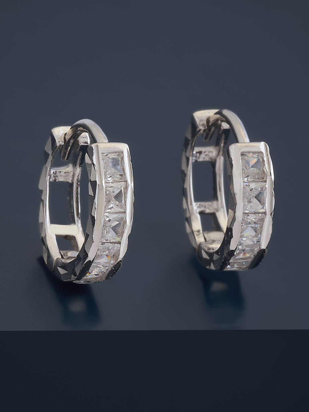 

Kushal's Fashion Jewellery Sterling Silver Cubic Zirconia Rhodium-Plated Hoop Earrings, White