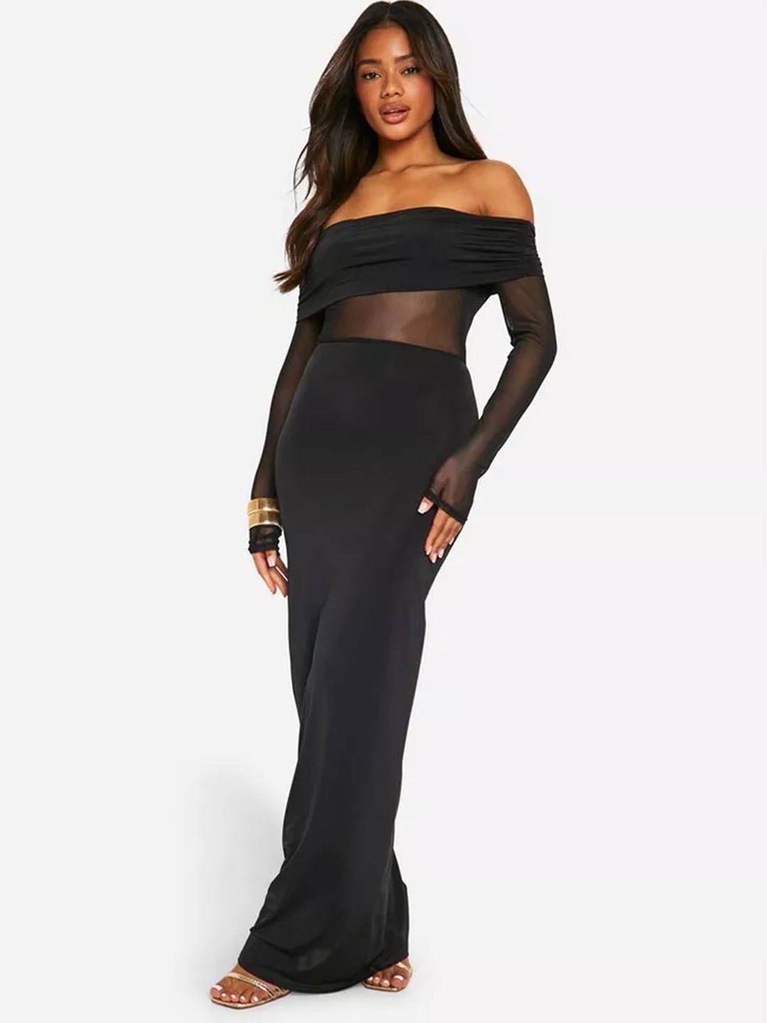 

LULU & SKY Women Off-Shoulder Maxi Dress, Black
