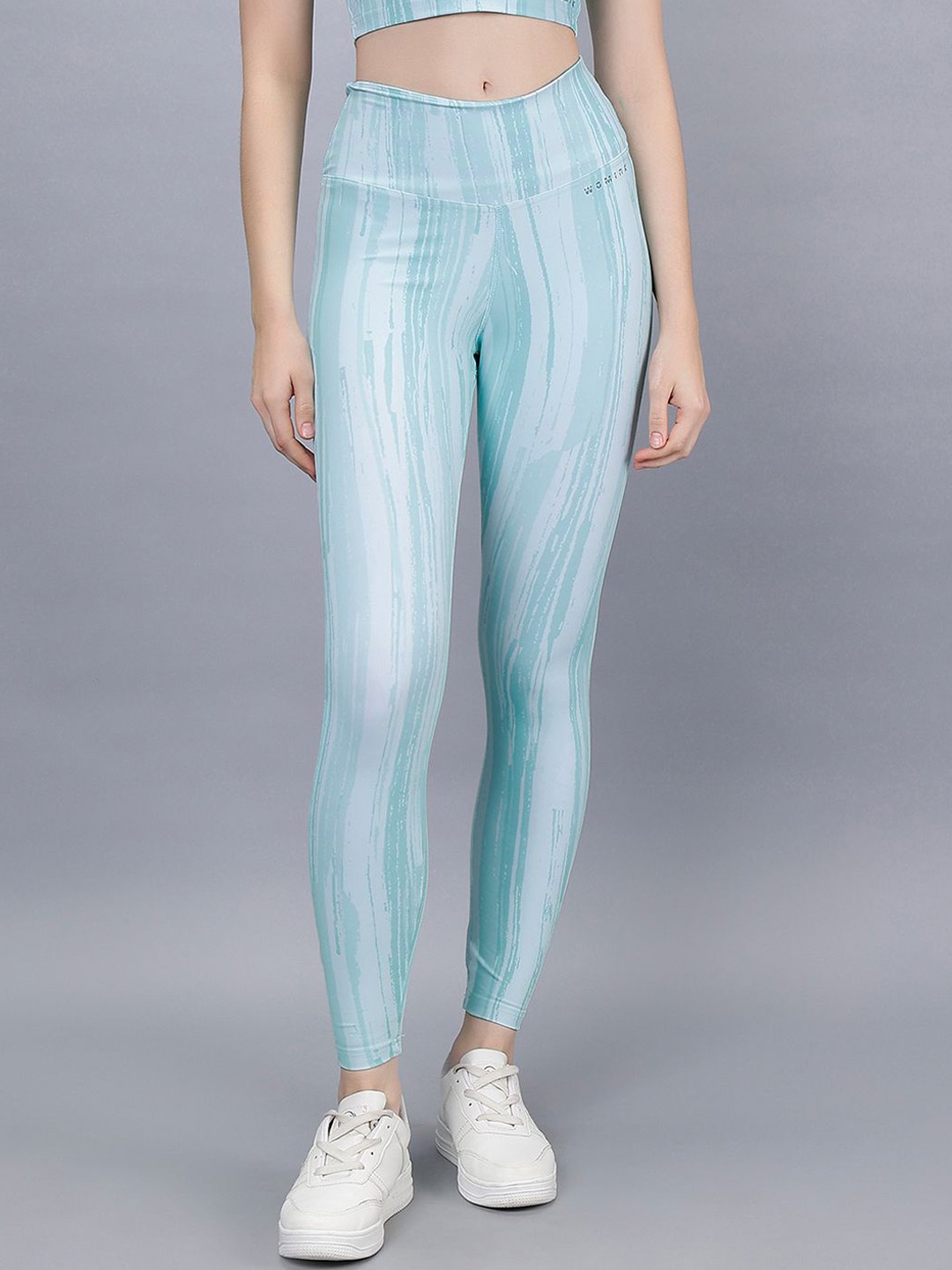 

WOMINK Women Striped Ankle-Length Gym Tights, Sea green