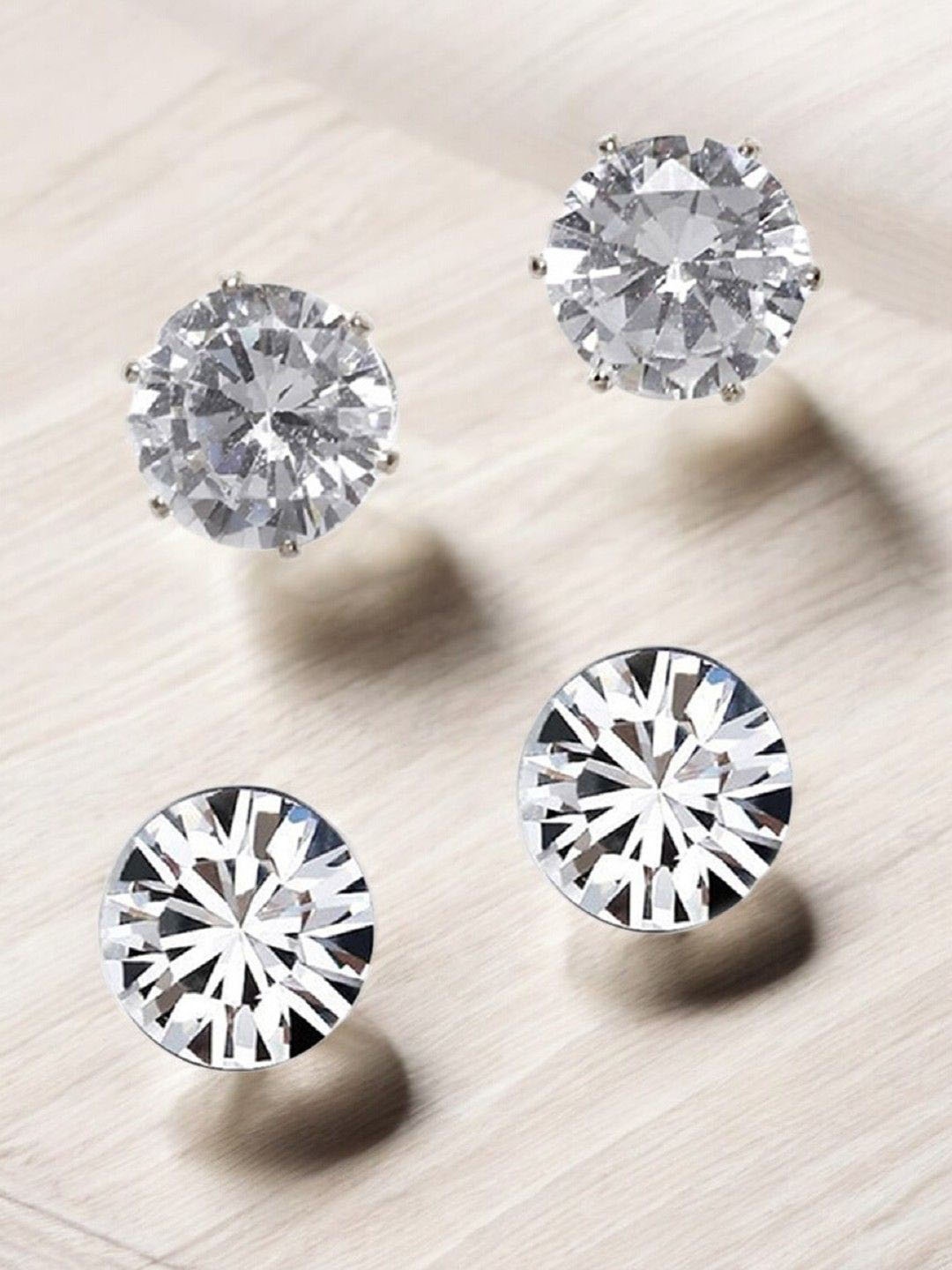 

fabula Men Set of 2 Cubic Zirconia Studs, Silver