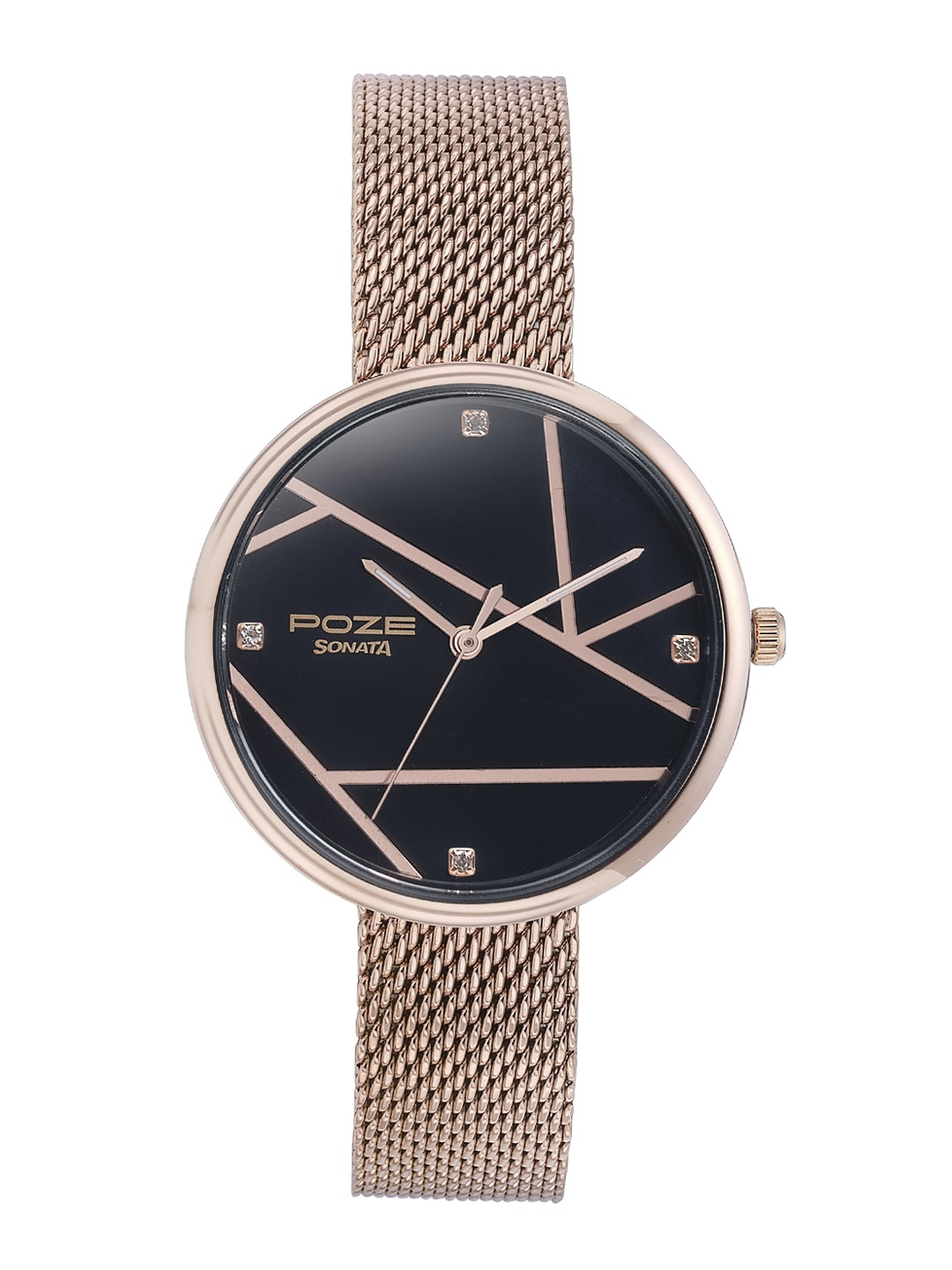 

Sonata Women Poze Embellished Dial & Bracelet Style Straps Analogue Watch SP80088WM01, Black