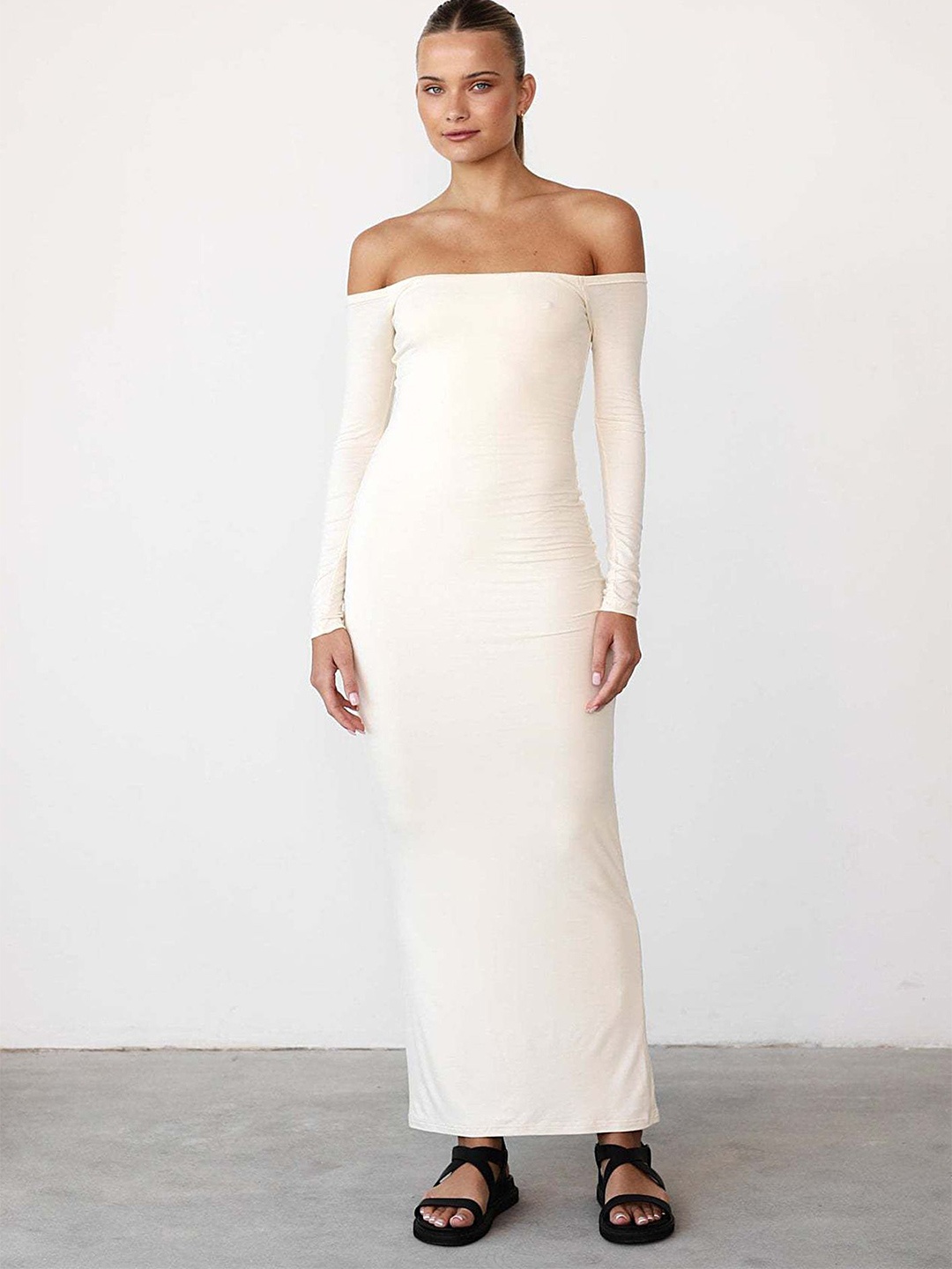 

LULU & SKY Off-Shoulder Maxi Dress, Off white