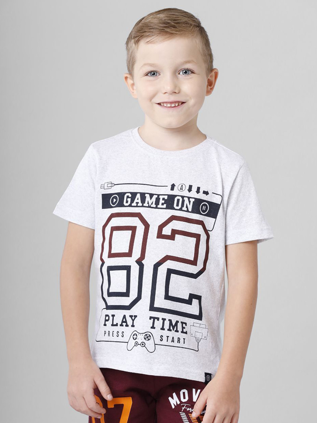 

CODEZ Boys Typography Printed Round Neck Cotton T-shirt, White