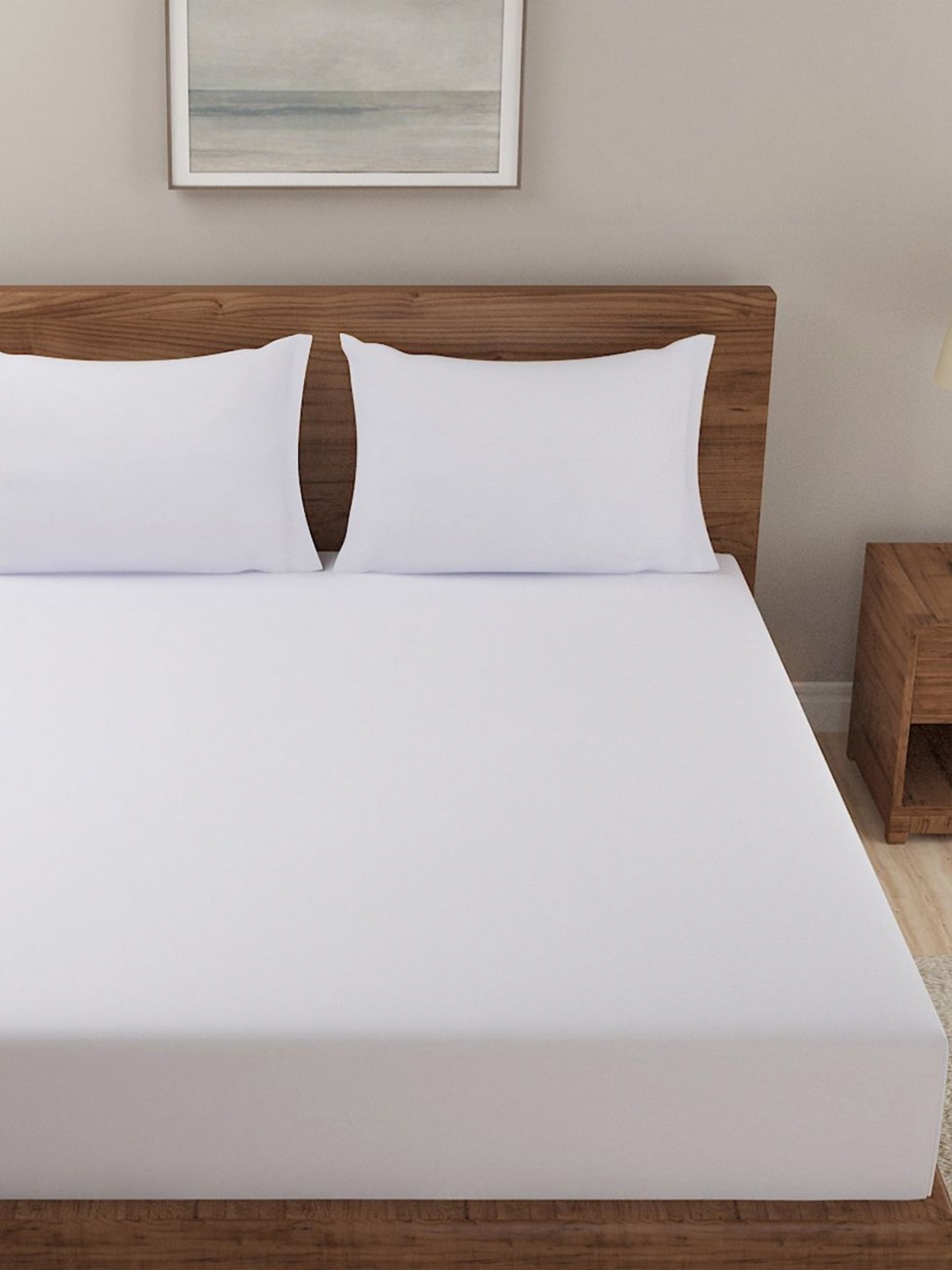 

Fabindia White 180 TC Cotton King Bedsheet With 2 Pillow Covers