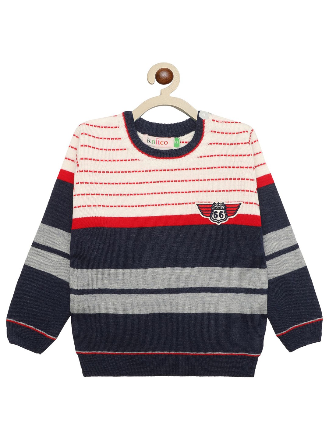 

KNITCO Unisex Kids Striped Pullover, Red