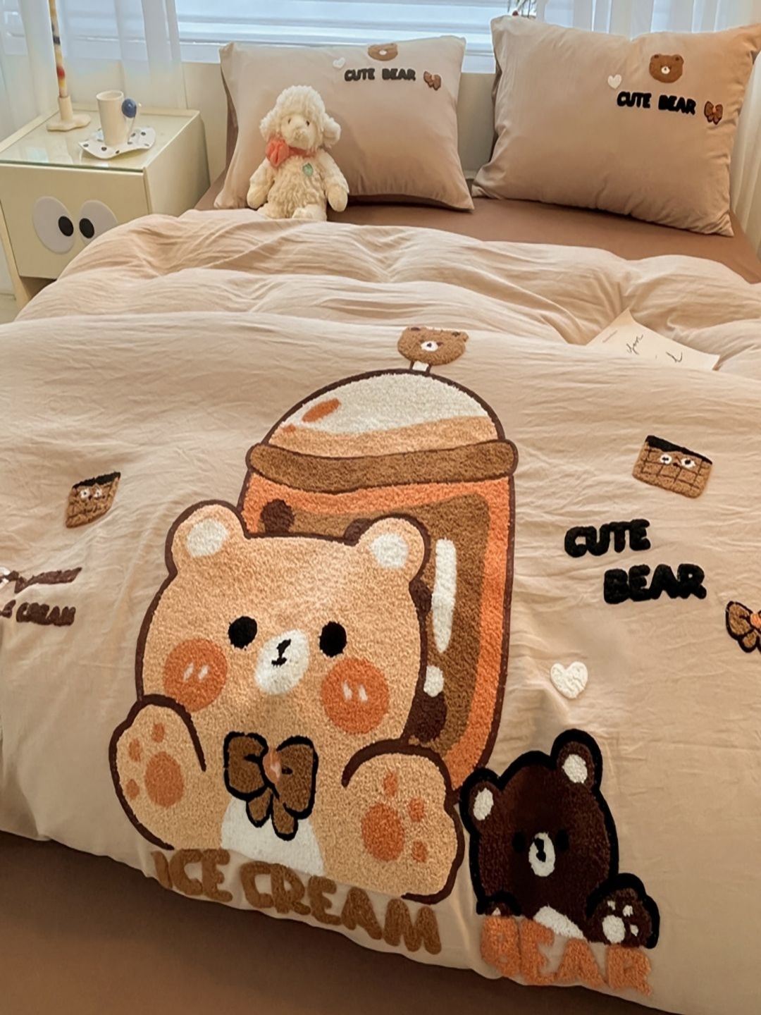

JC HOME Brown & Black 3 Pieces Graphic Single Regular Bedding Set