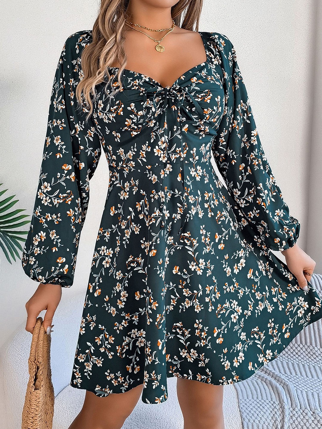 

StyleCast x Revolte Women Printed A-Line Mini Dress, Green