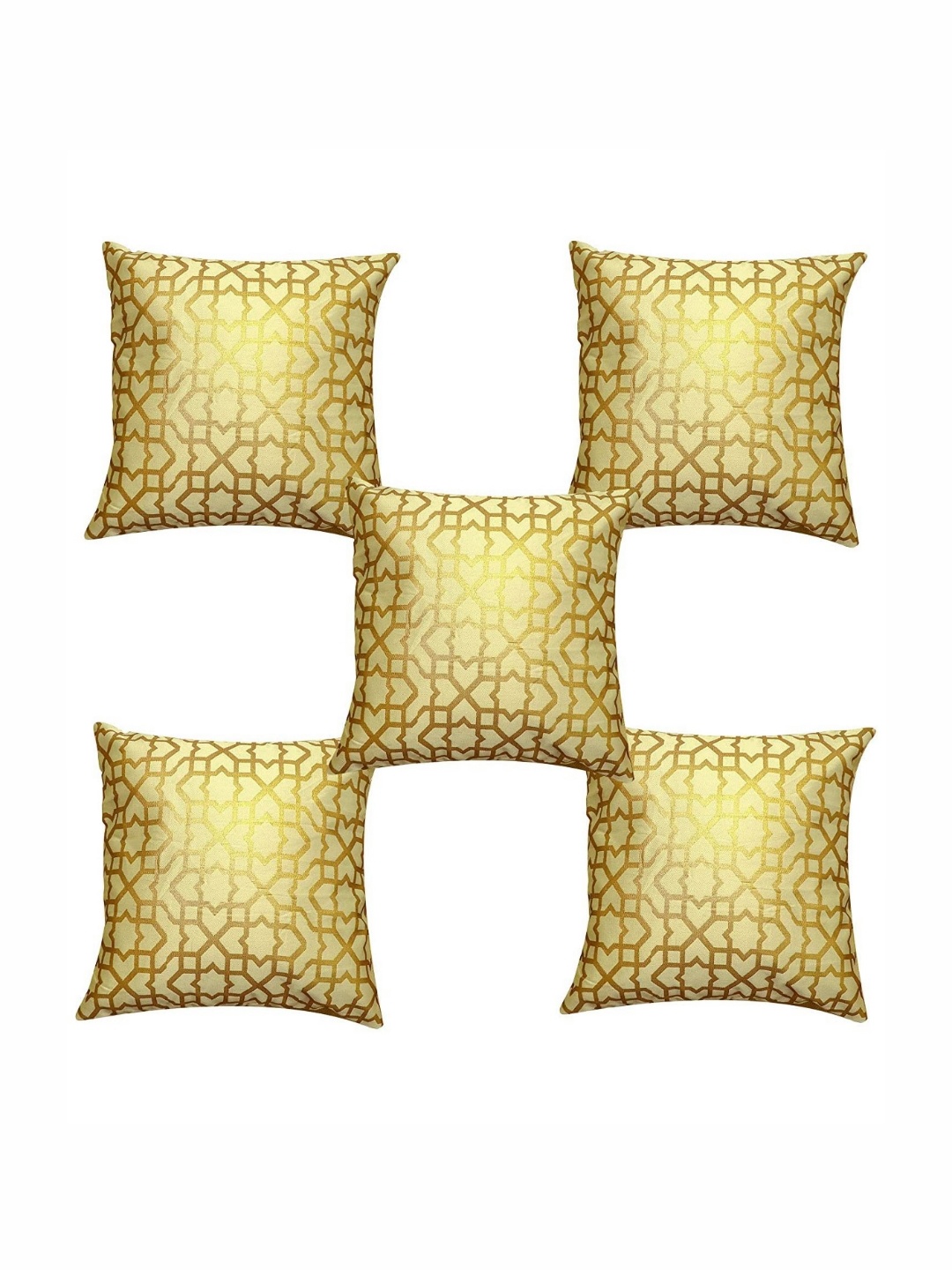 

Pink Parrot Gold-Toned 5 Pieces Geometric Square Cushion Covers