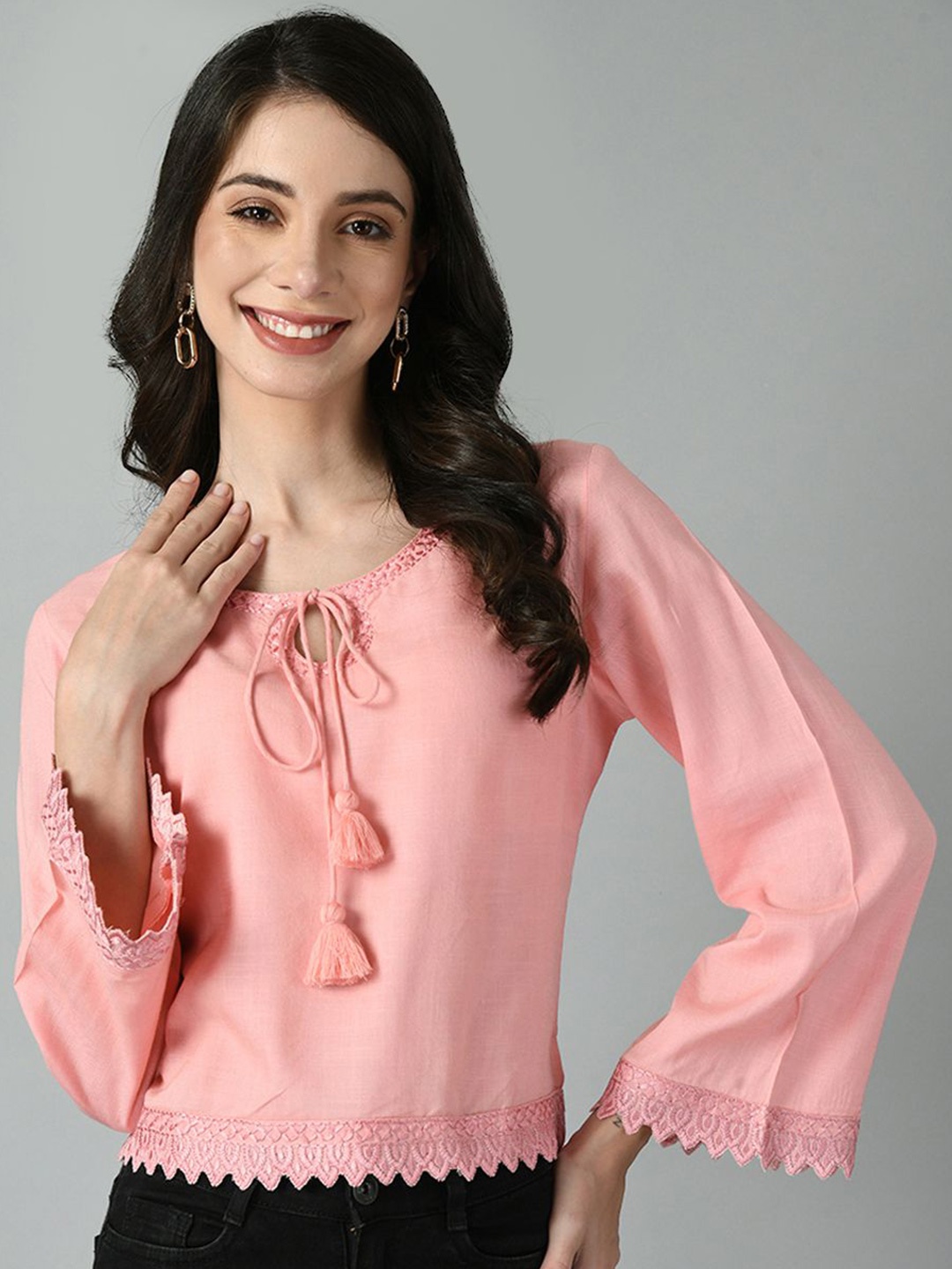 

DOISA Bell Sleeve Top, Pink