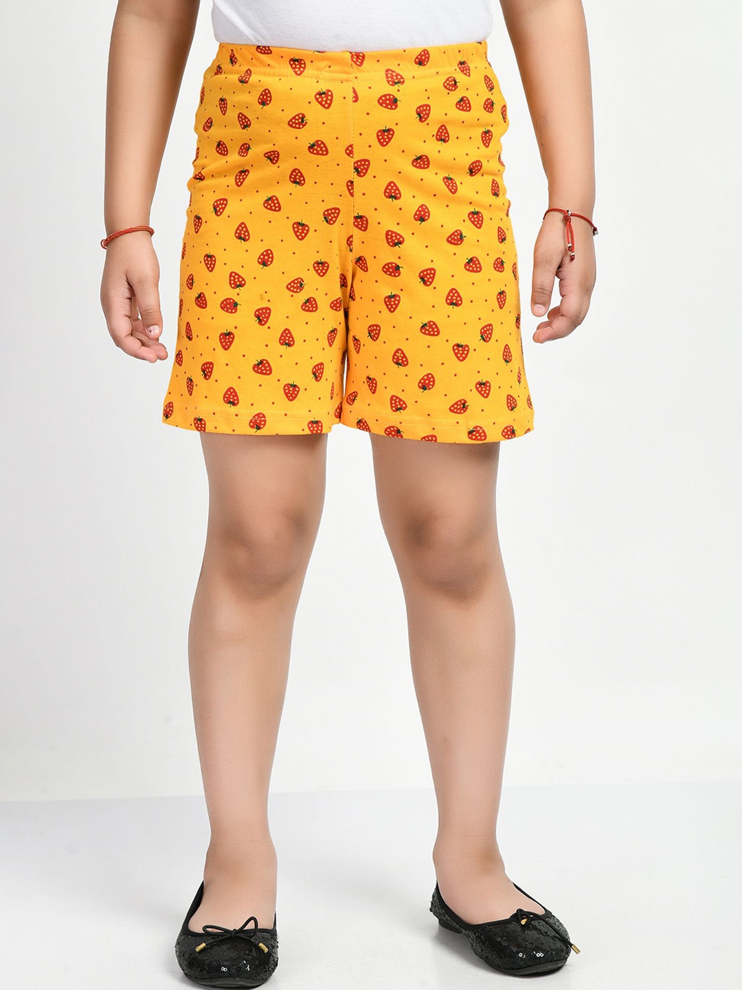 

KAYU Girls Printed Pure Cotton High-Rise Shorts, Mustard