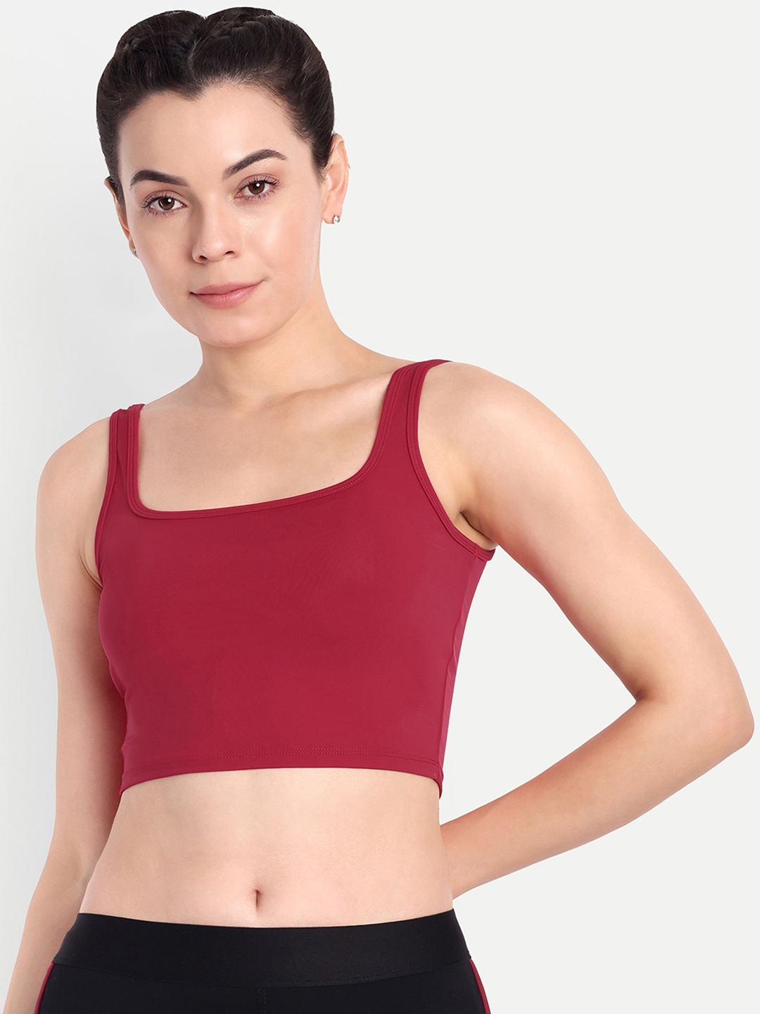 

So What Square Sleeves High-Rise Crop Top And Tights, Red