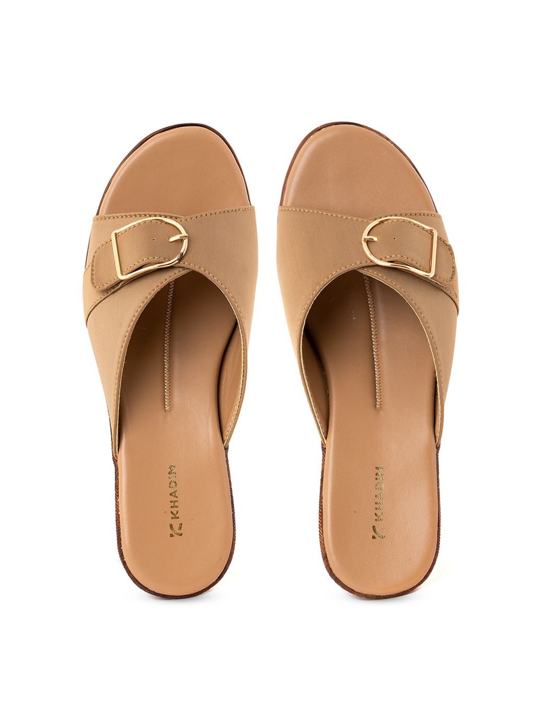 

Khadims Wedge Sandals with Buckles, Brown