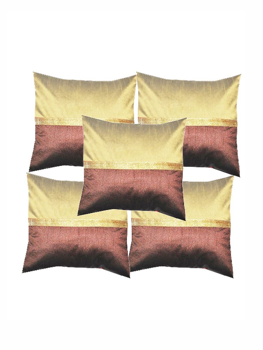 

Pink Parrot Beige & Purple 5 Pieces Colourblocked Square Cushion Covers
