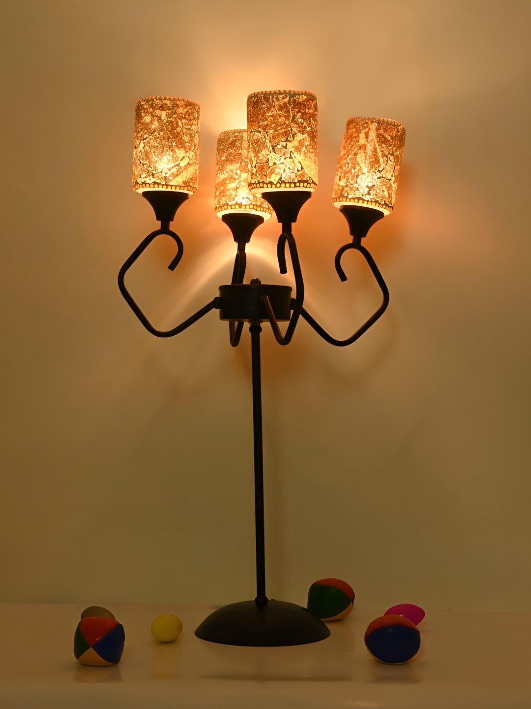 

Afast Orange Colored & White Textured Contemporary Cylinder Shaped Glass Table Lamp