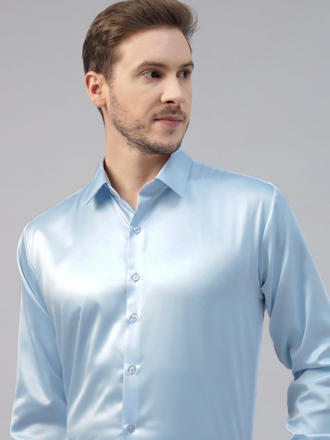 

Hancock Men Premium Slim Fit Opaque Party Shirt, Blue