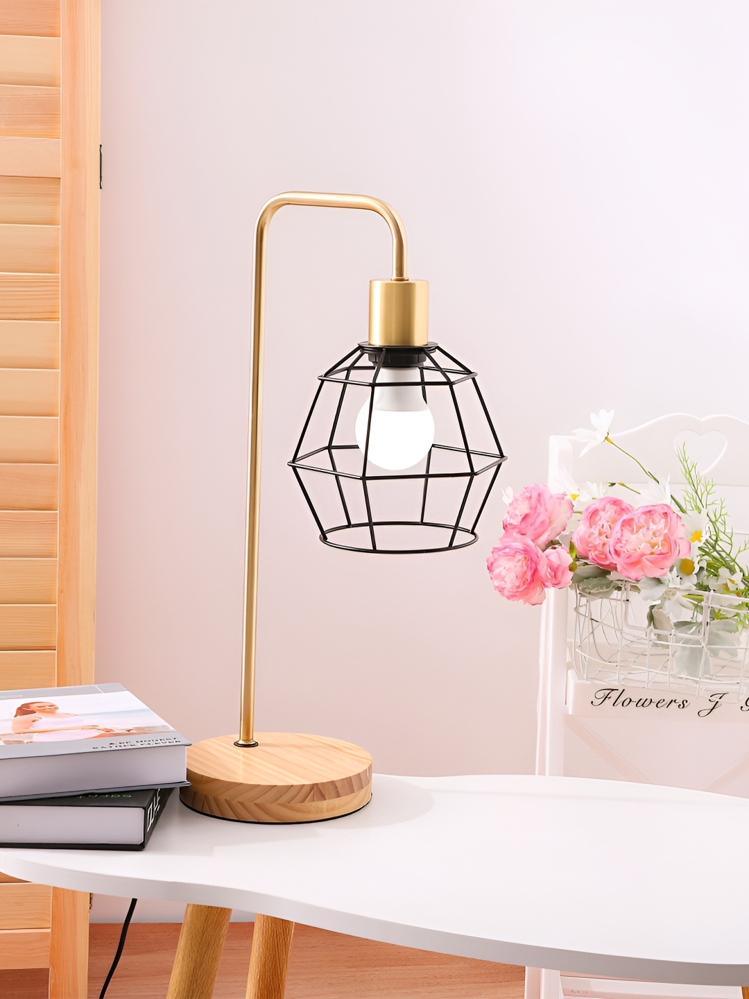 

UMAI Beige Wood & Iron Spherical Table Lamp