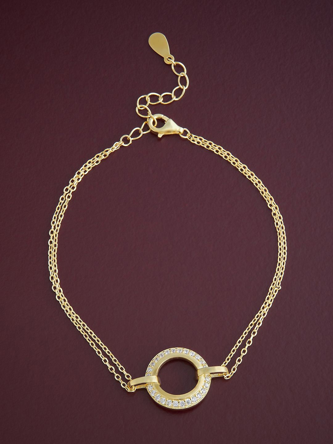 

Kushal's Fashion Jewellery 92.5 Pure Silver Gold-Plated CZ Wraparound Bracelet