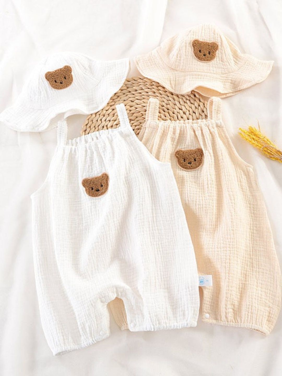 

Ju Ju Jam Pack Of 2 Infants Cotton Rompers, White