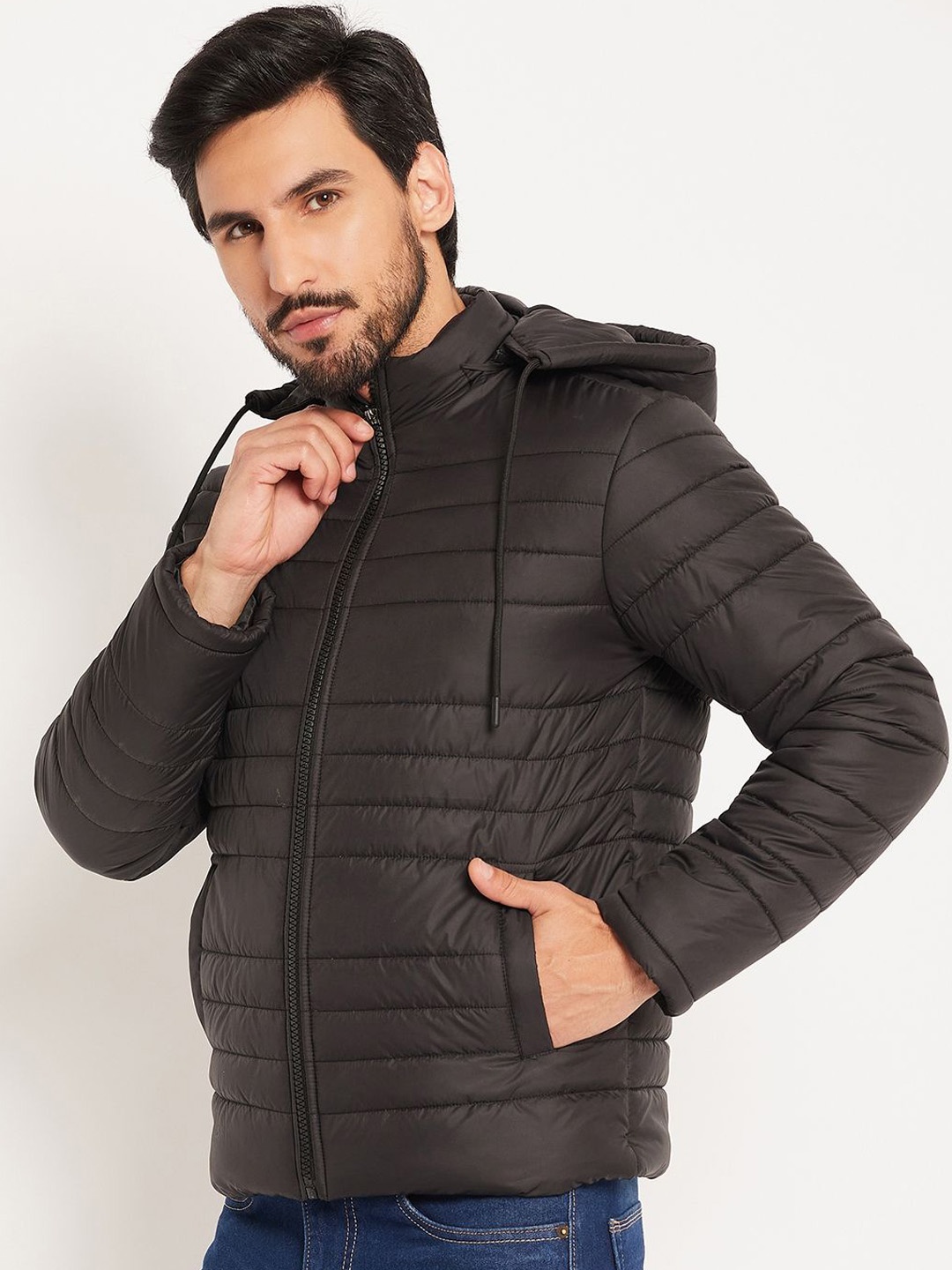 

VERO AMORE Men Solid Hooded Quilted Jacket, Black