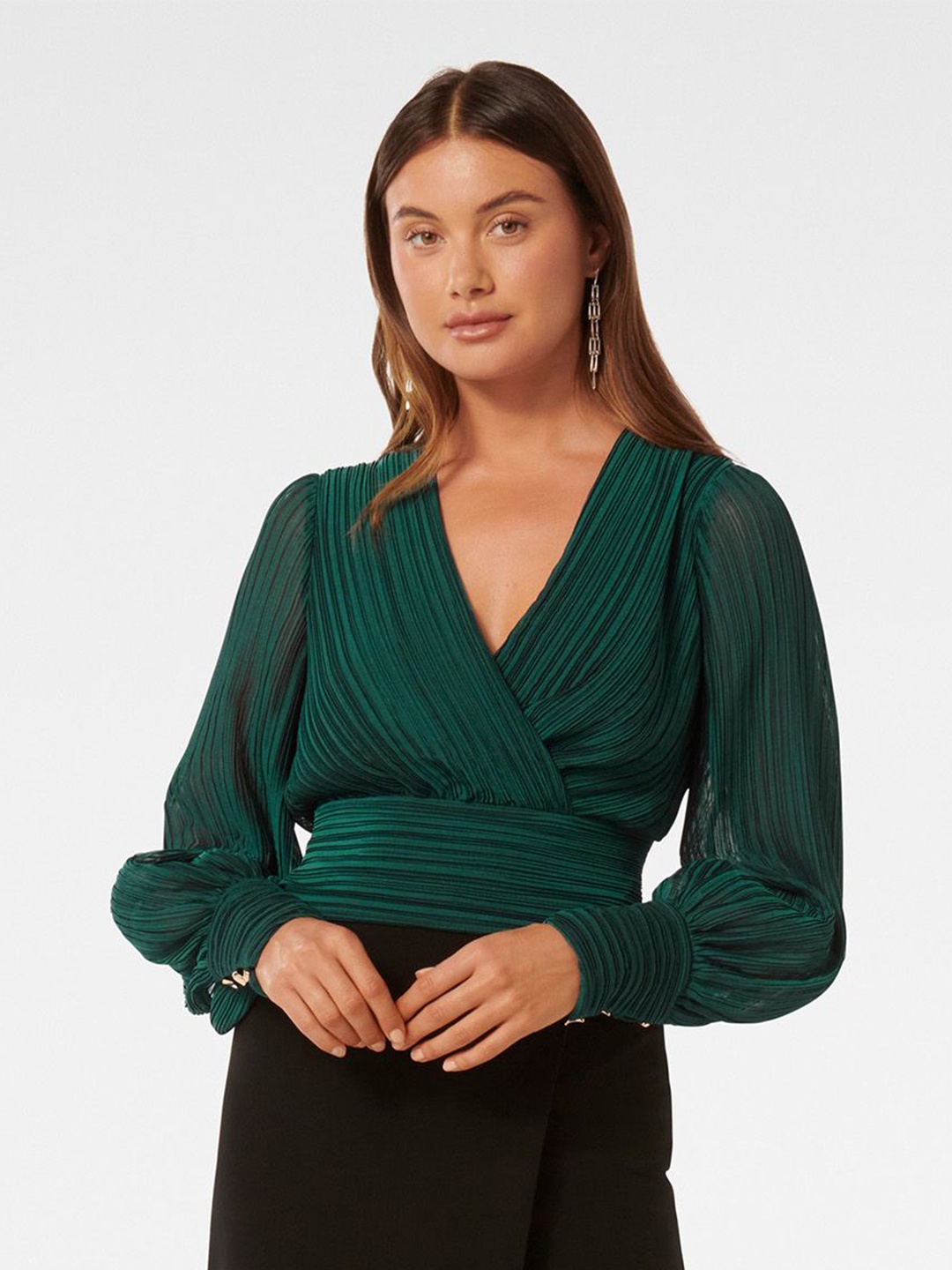 

Forever New Puff Sleeve Top, Green