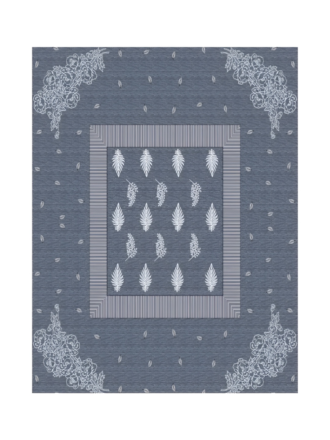 

LIVING ROOTS Blue & White 8 Pieces Ethnic Motifs Printed Cotton Diwan Set