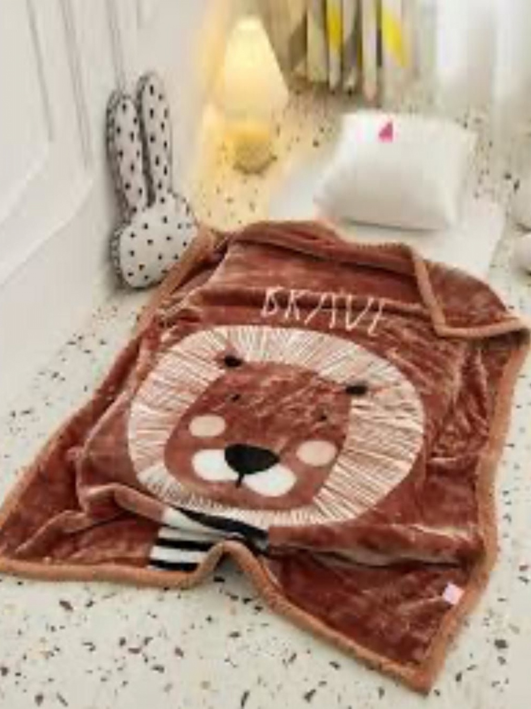 

Butterthief Brown Teddy Bear Cartoon Character Printed 350 GSM Kids Mink Blanket