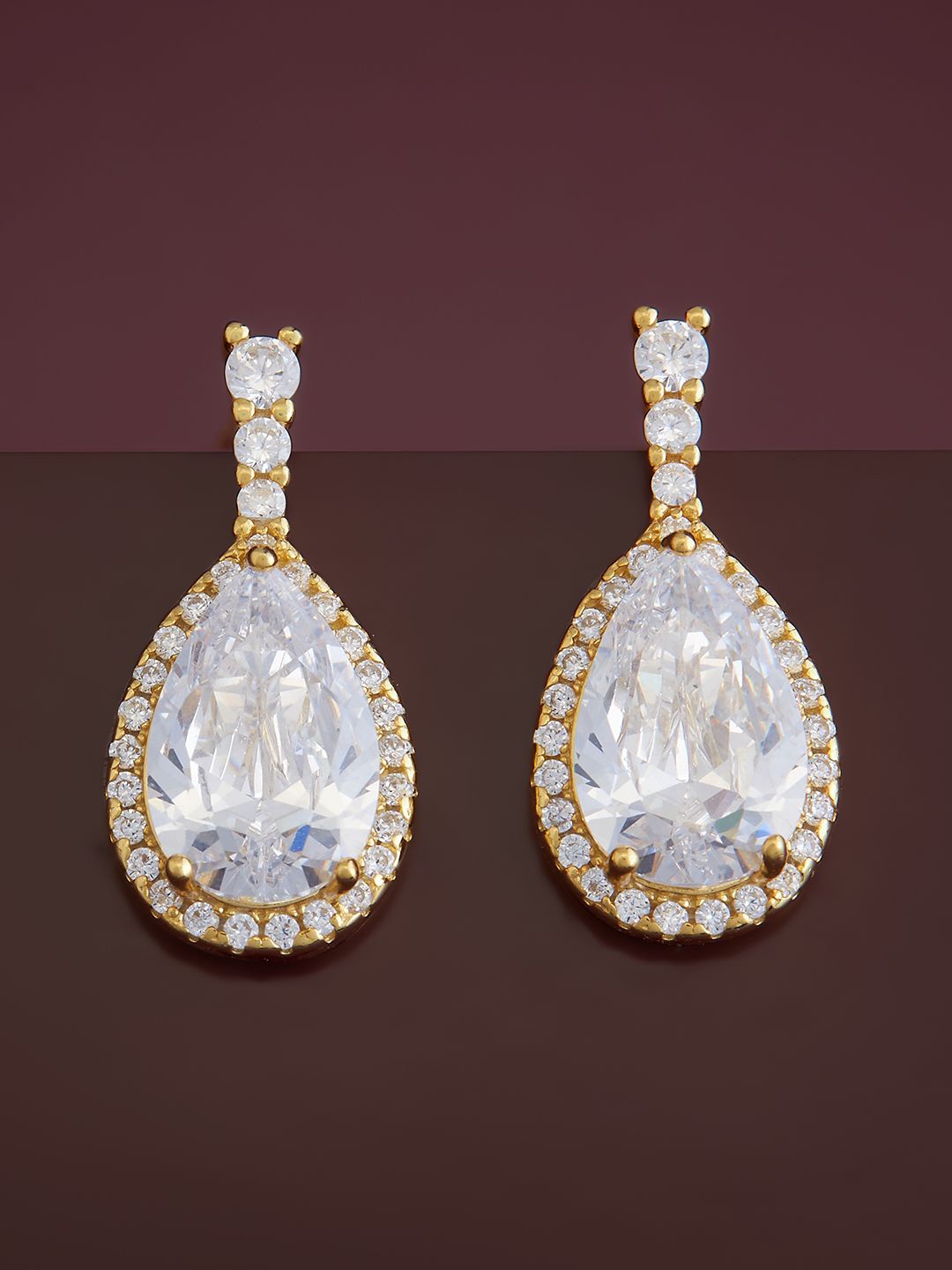 

Kushal's Fashion Jewellery Sterling Silver Cubic Zirconia Gold-Plated Drop Earrings
