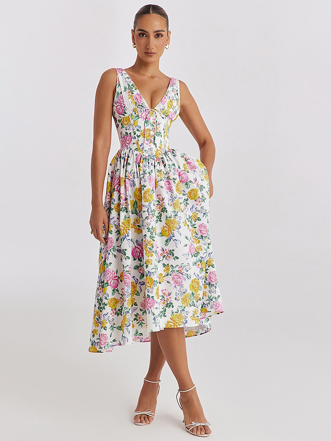 

LULU & SKY Floral Print Fit & Flare Midi Dress, Multi
