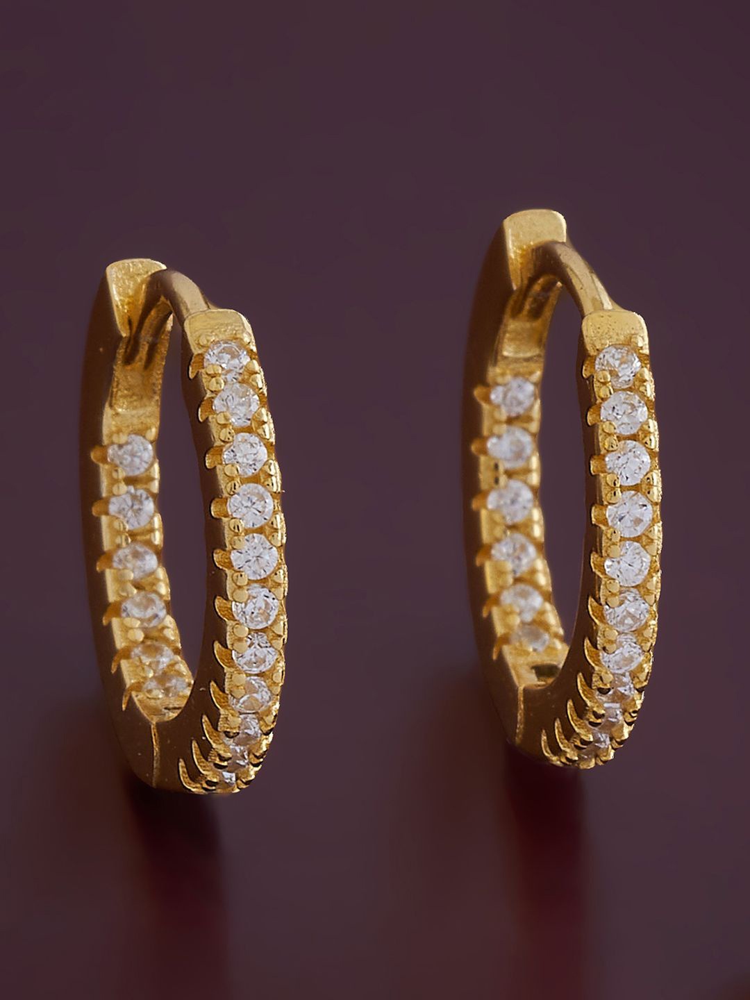 

Kushal's Fashion Jewellery 92.5 Sterling Silver Cubic Zirconia Gold-Plated Hoop Earrings, White