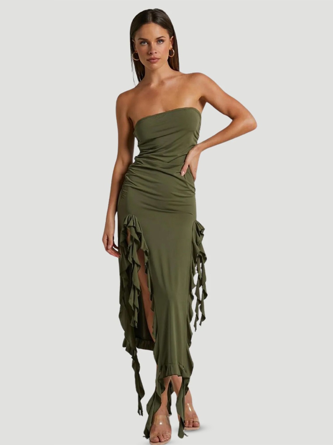 

LULU & SKY Strapless Maxi Dress, Green