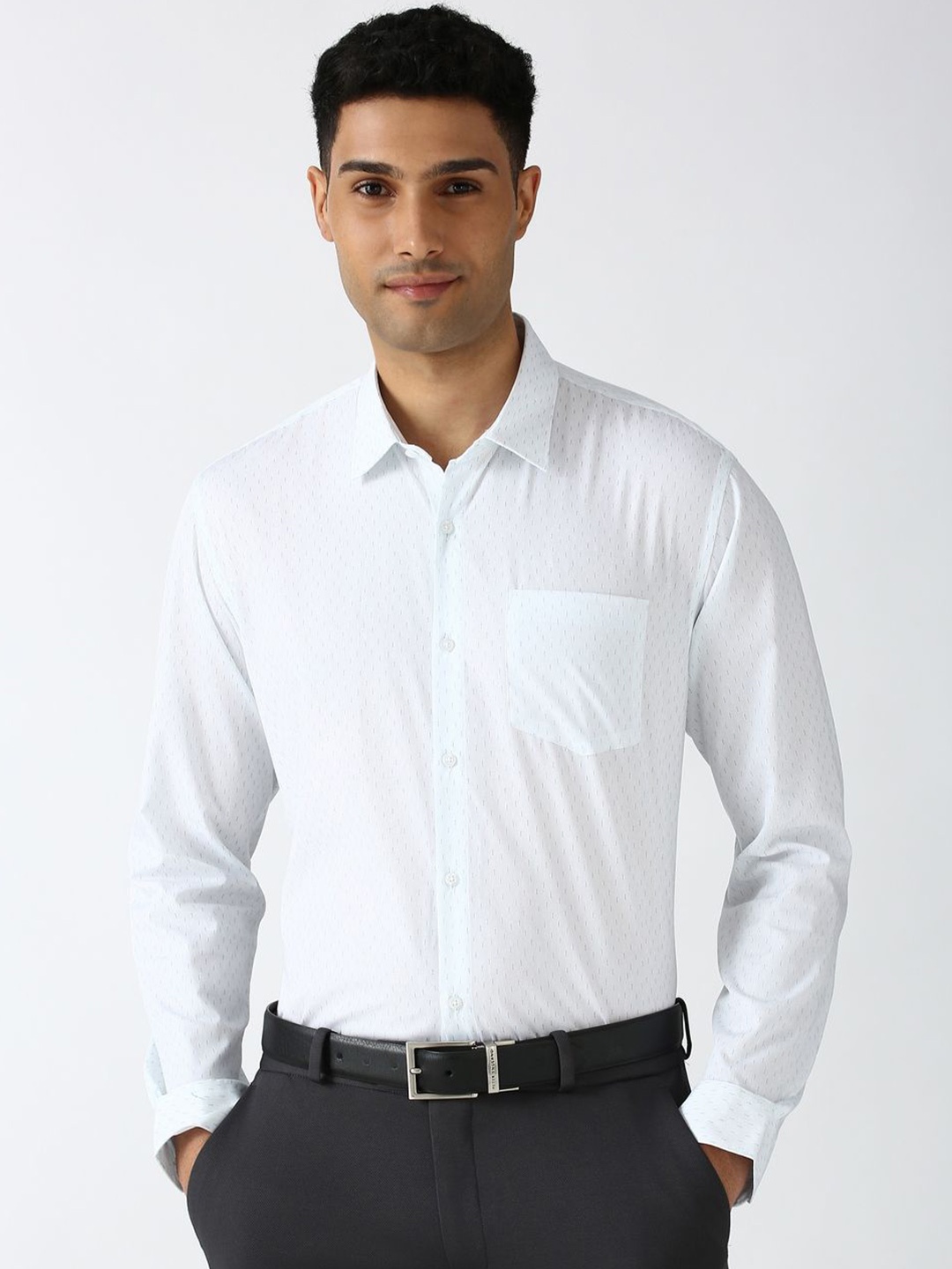 

Peter England Men Opaque Printed Formal Shirt, Blue