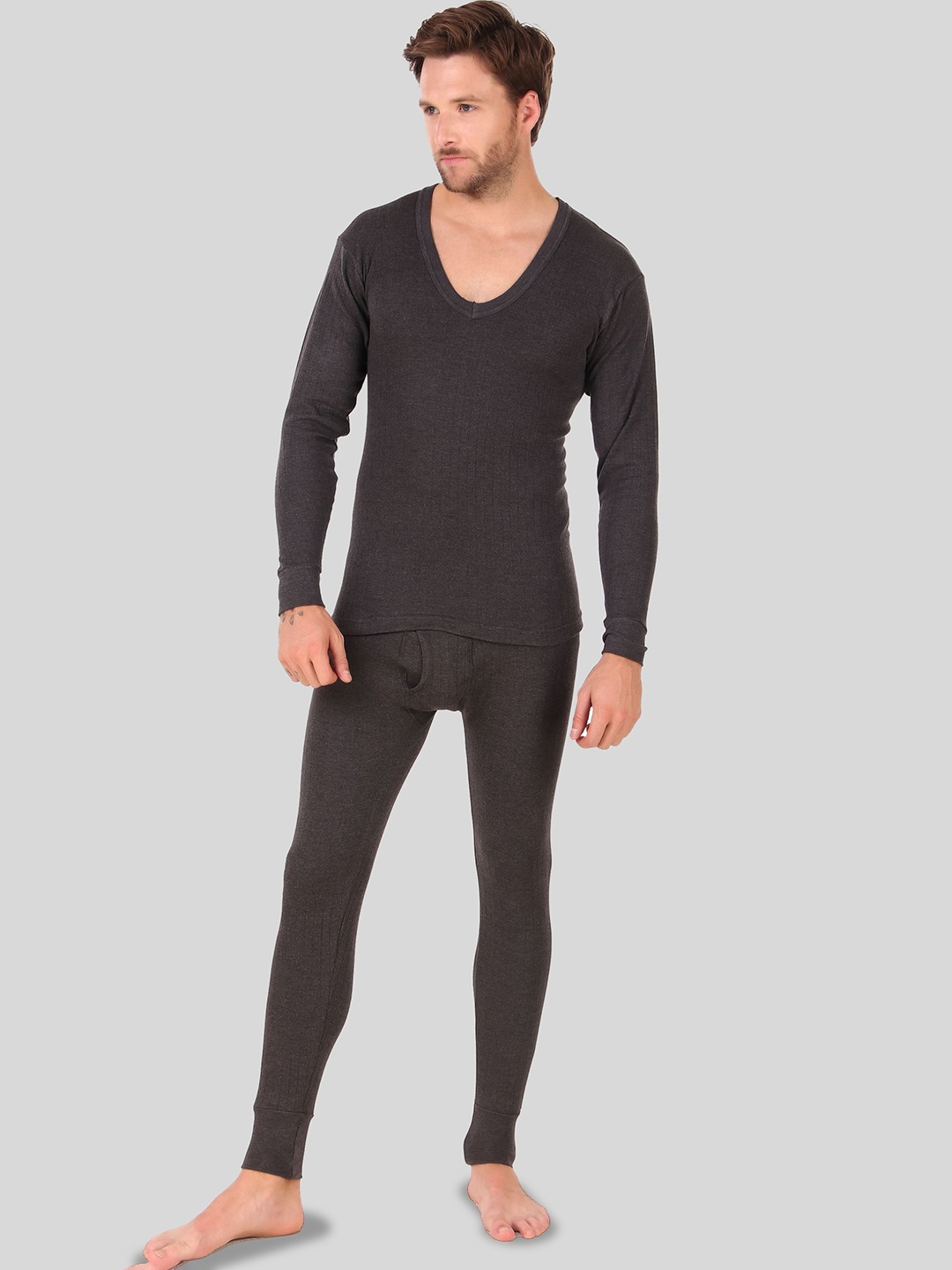 

inner element Men V-Neck Thermal Set, Charcoal